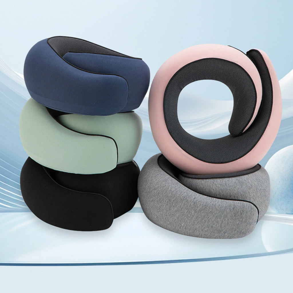 Travel Pillow Set with Eye Mask Memory Foam with Earplug Holder & Carry Bag Travel Essentials for Plane Car Train and Home