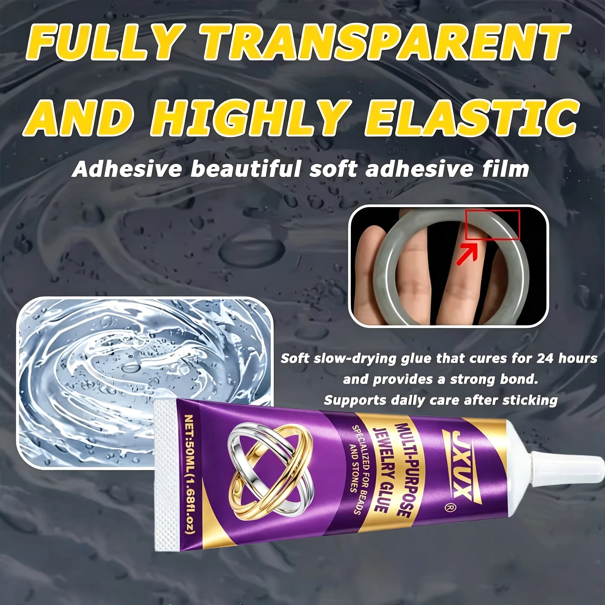 B7000 Glue Clear for Rhinestones, 4pcs 50mL/1.68 fl oz Strong Adhesive B-7000 Jewelry Bead Gem Glue with Precision Tip, Quick Dry Bedazzling Adhesive