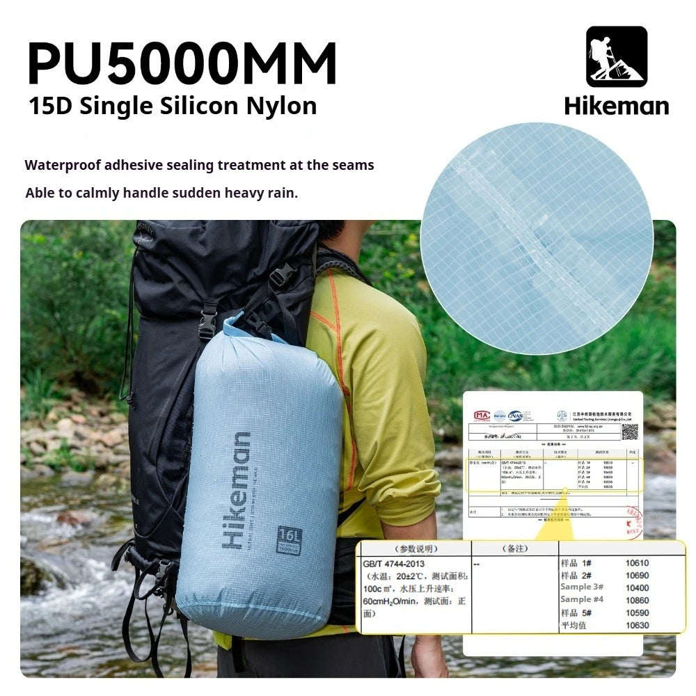 HIKEMAN Ultralight Storage Bag Silicon Coated Waterproof Bag Camping Clothing Stuff Sack Outdoor Compression Bag