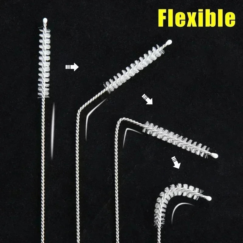 1/50pcs Stainless Steel Straw Cleaning Brush Long Handle Drinking Straws Tube Pipe Cleaner Brushes Baby Cup Bottles Clean Tools
