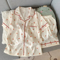 Women's Summer Pajamas, Thin Cherry-Patterned Short-Sleeved Shorts, Sweet and Cute, Can Be Worn Outside in Summer, Two-Piece Home Wear Set