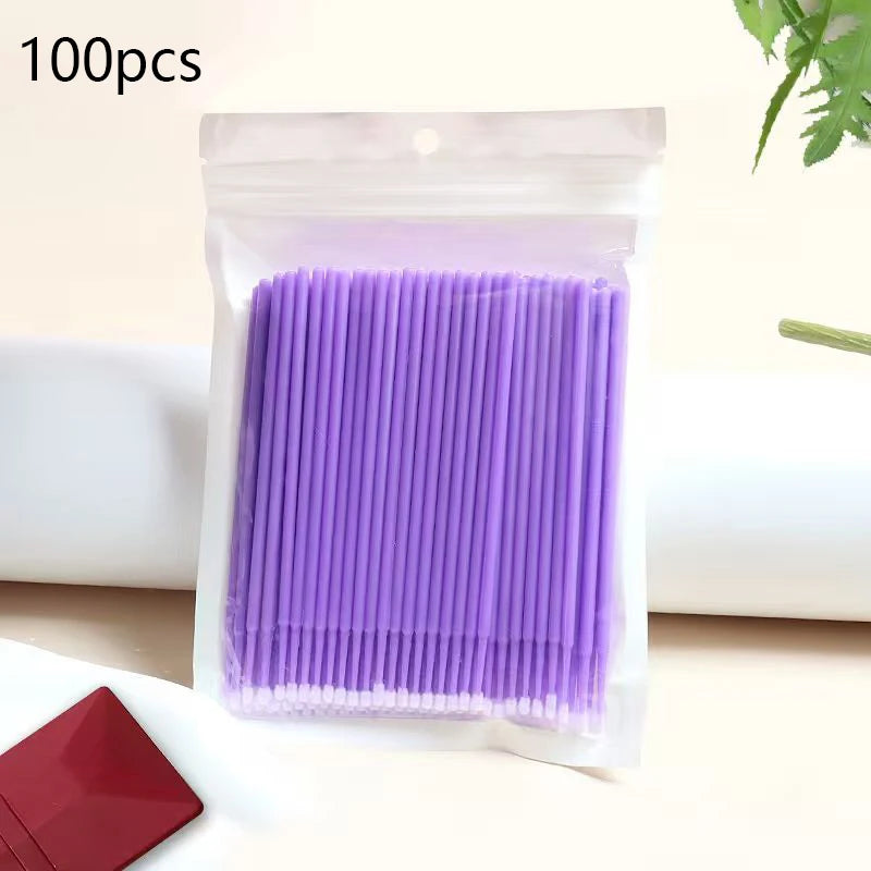 100Pcs Eyelash Cleaning Brush Lash Extension Micro Cotton Swab Individual Eyelashes Microbrush Beauty Makeup Clean Remover Tools