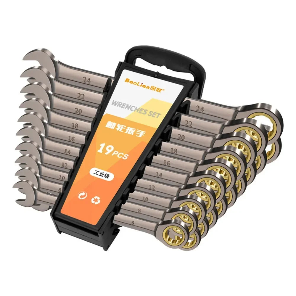 Automotive Repair Ratchet Wrench Quick and Labor-saving Industrial Grade Extended Opening Small Board Double End Tool Set