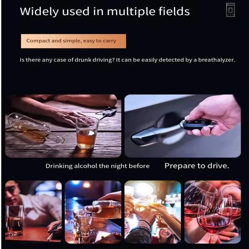 Black Alcohol Tester Electronic Breathalyzer LCD Display Rechargeable Breathalyzer Breath Alcohol Test Tools For Home Car