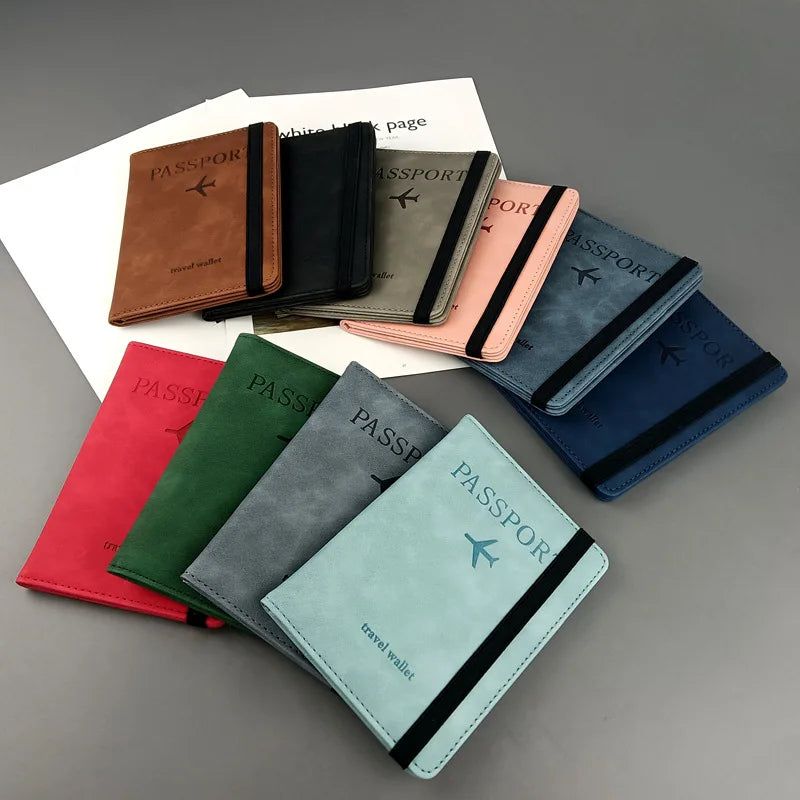 Travel Essentials: RFID-Blocking Passport Holder + Leather Luggage Tag Set