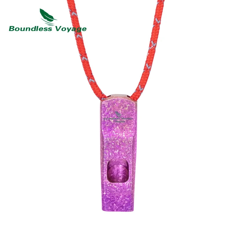 Boundless Voyage Titanium Whistle 120dB Emergency Survival Safety Gear Camping Loud Signal Whistle with Lanyard
