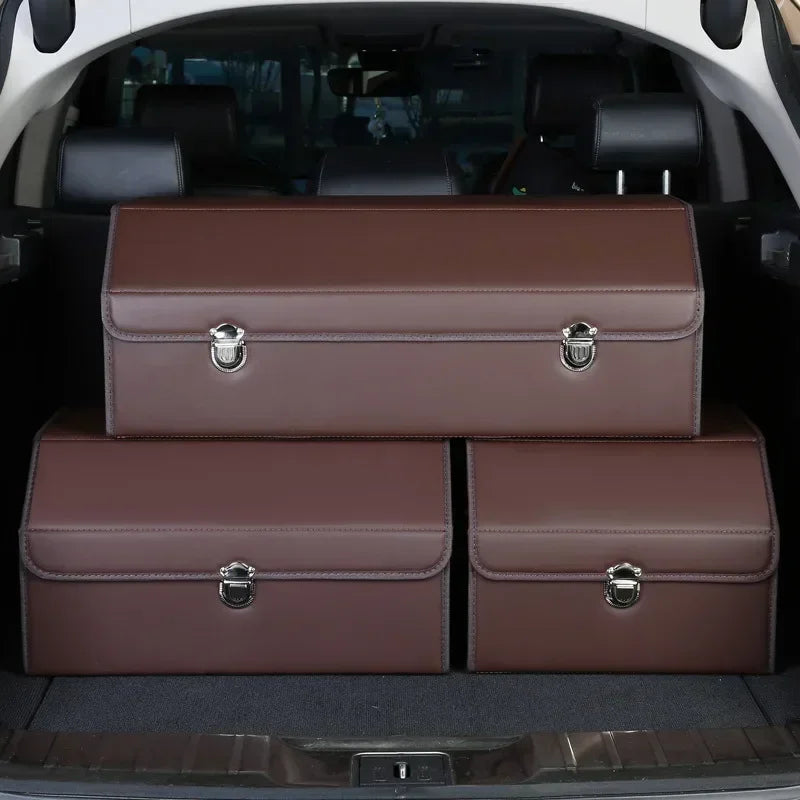 Car Trunk Organizer Car Trunk Organizer For SUV Waterproof Leather Cargo Container Folding Vehicle Accessories For SUV Truck