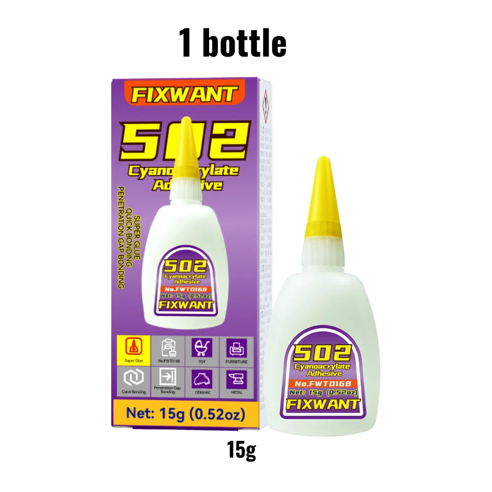 1-3pcs Instant Quick-drying FIXWANT 502 Super Glue Cyanoacrylate Adhesive Leather Rubber Wood Metal Strong Bond Liquid Glue Tool
