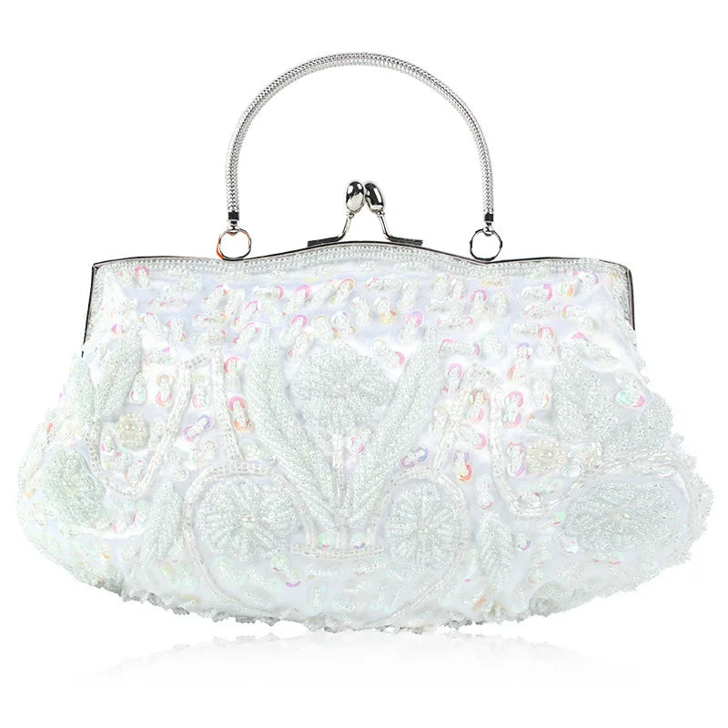 Women Clutch Bags Ladies Beads Evening Bags Wedding Party Bridal Embroidered Handbag Women Solid Retro Small Totes Mini Wallets