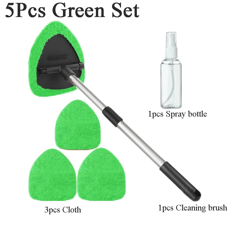 Car Windshield Cleaner Interior Long Handle Windscreen Cleaner Kit for Windows Mirrors  Extendable Windshield Cleaning Tool