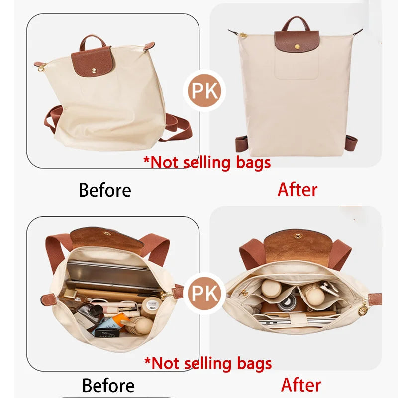 Bag Organizer Insert For Longchamp Backpack Storing Computer Water Bottle Easy To Find Nylon Durable Bag Support Bag Accessories