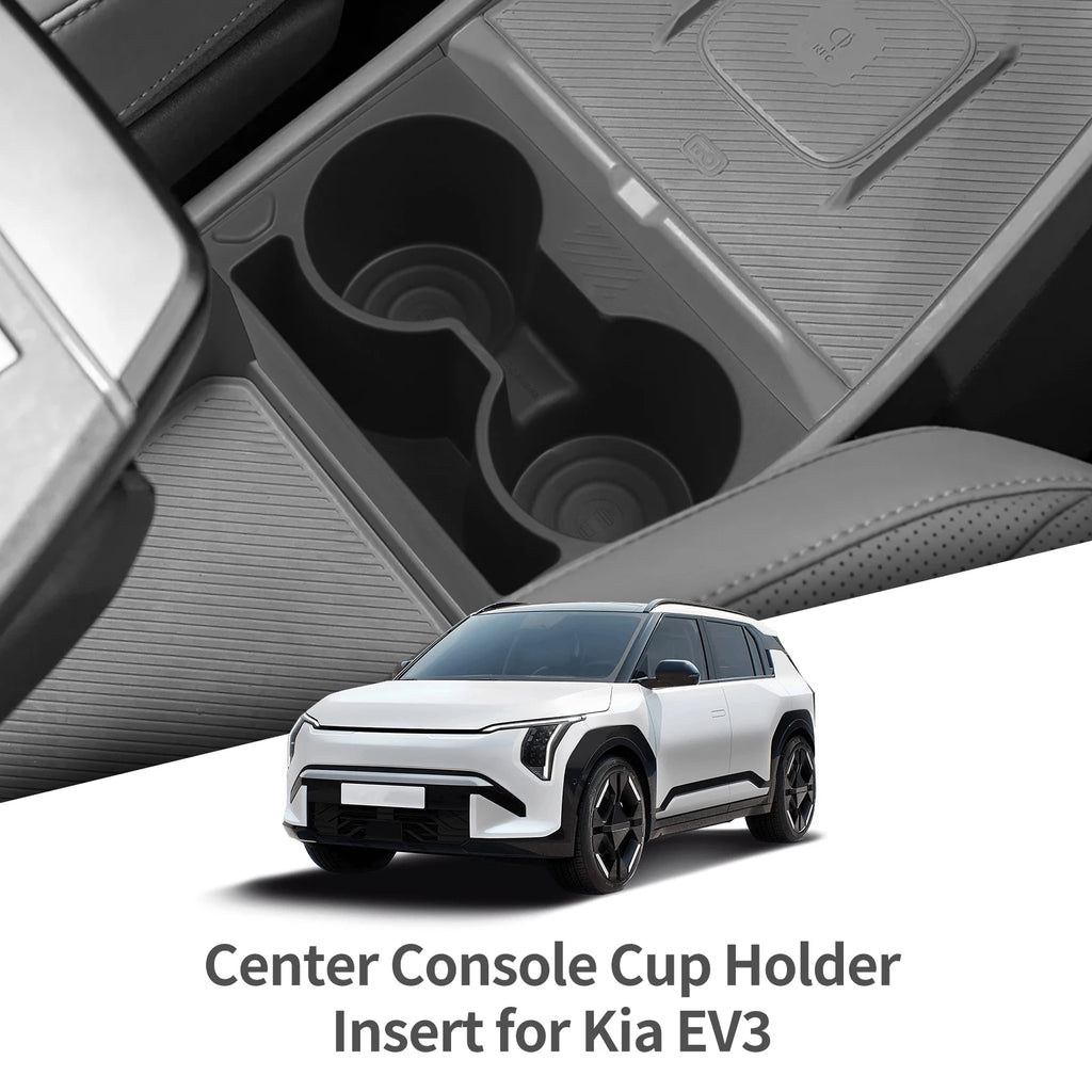for Kia EV3 EV4 2024-2026 Center Console Water Cup Holder Shock-Absorbing Storage Tray TPE Car Interior Accessories Black