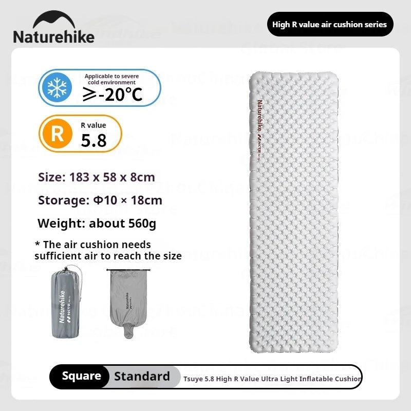 Naturehike R5.8 Ultralight Inflatable Mat Outdoor Camping Tent Portable Folding Moisture-proof Sleeping Pad Warm Air Mattress