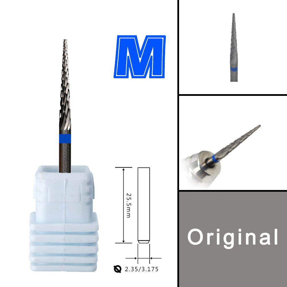 RolinStar Dental&Nail 9 type with Spiral Cut powder Carbide Burr nail drill bit cuticle clean