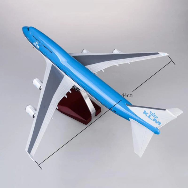 747 Klm Model Toy 47cm 1:130 Scale Plane With Light &Wheels Resin Airplane Models For Collected Gift By Aviation