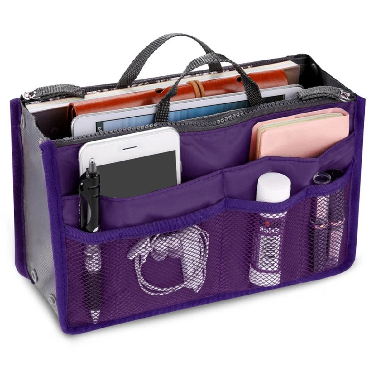 Travel Insert Organizer Bag Women Nylon Insert Organizer Handbag Purse Multiple Large Capacity Lady Insert Bag Liner Makeup Tote