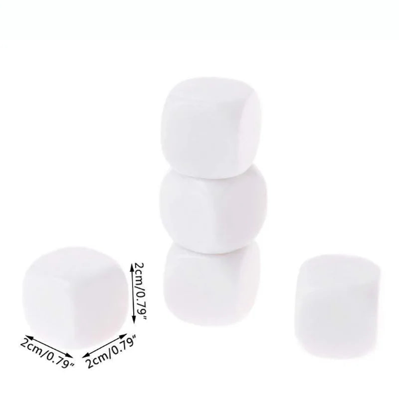 10 PCS/Set 20*20 mm White Dice 4 Side Filleted Corner Puzzle Game