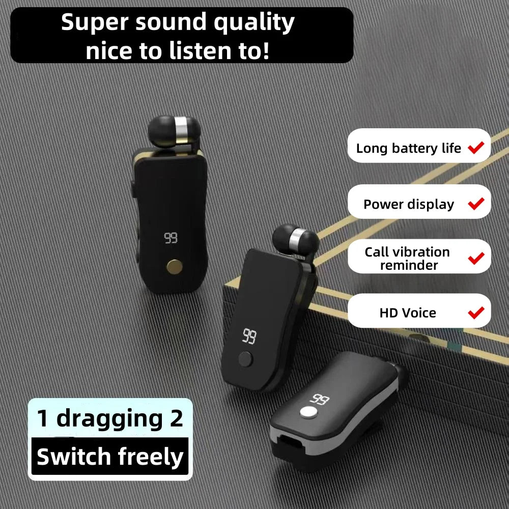 X100 pk K55 lavalier business Bluetooth 5.3 earphones with 20 hours of talk/music time, retractable cable neck clip Bluetooth