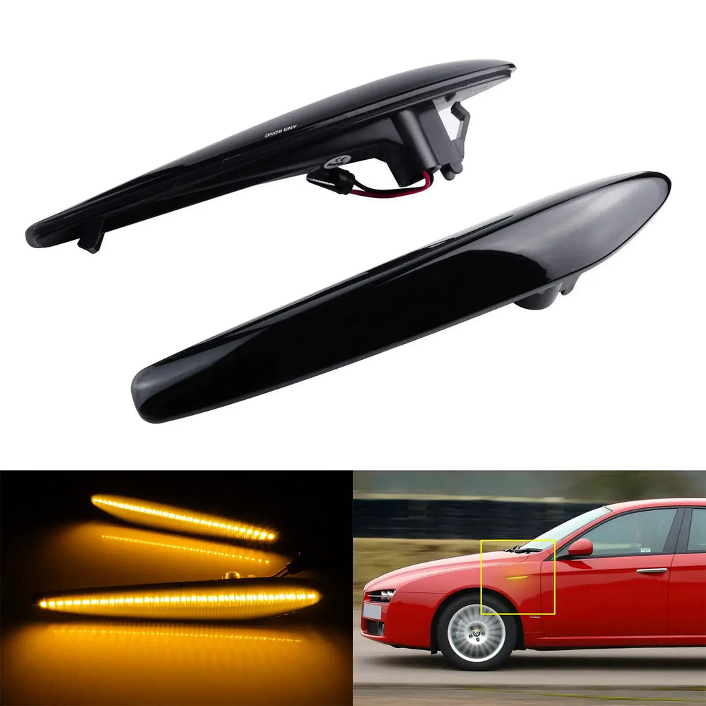 2 Amber LED Side Indicator Marker Repeater Light For Alfa Romeo 159 Spider Brera