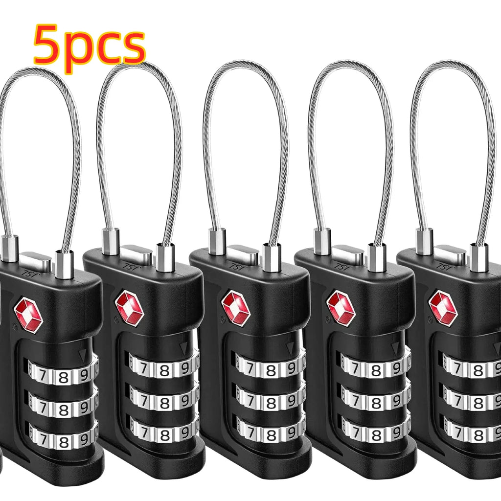 1-4pcs TSA Customs Code Lock for Travel Luggage Password Changeable black Lock Contrast Design Padlock 3 Digit Combination Lock
