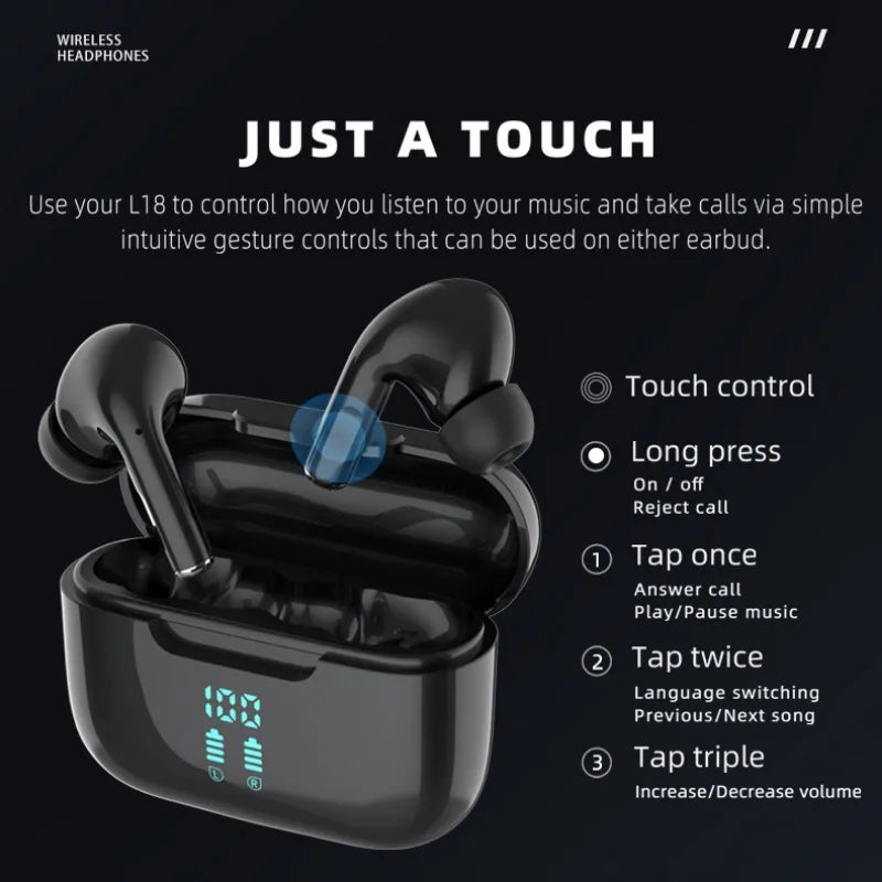Wireless Bluetooth Earphones HIFI Stereo Sound ENC Headphones Power Display Earbuds For XIAOMI Samsung TWS Music Headset