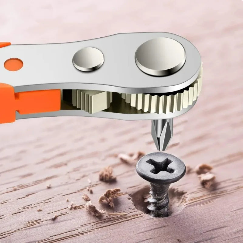 Stainless Steel Reversible Wrench Ratchet Screwdriver Bit Right Angle Manual Tools for Narrow Spaces Motorcycle Car Repair Kit