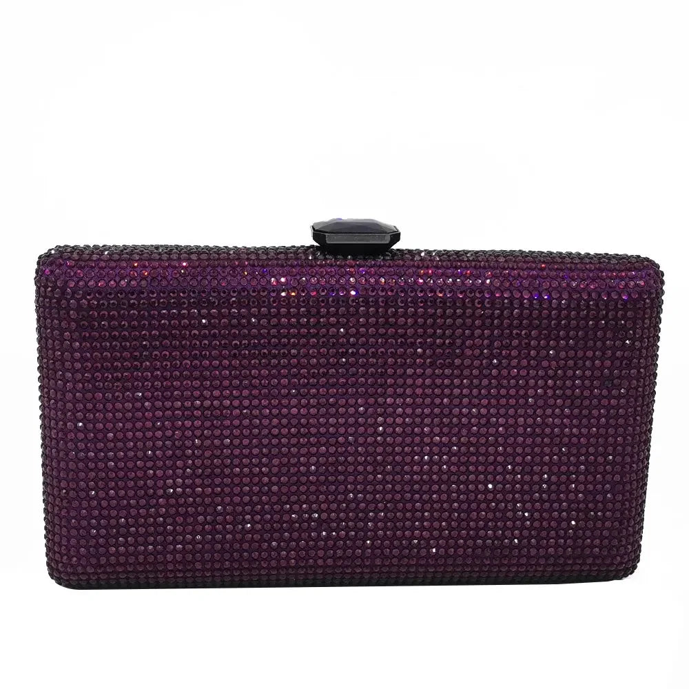 Boutique De FGG Women Black Crystal Clutch Evening Bags Wedding Bridal Rhinestone Box Handbags Party Dinner Diamond Clutch Purse