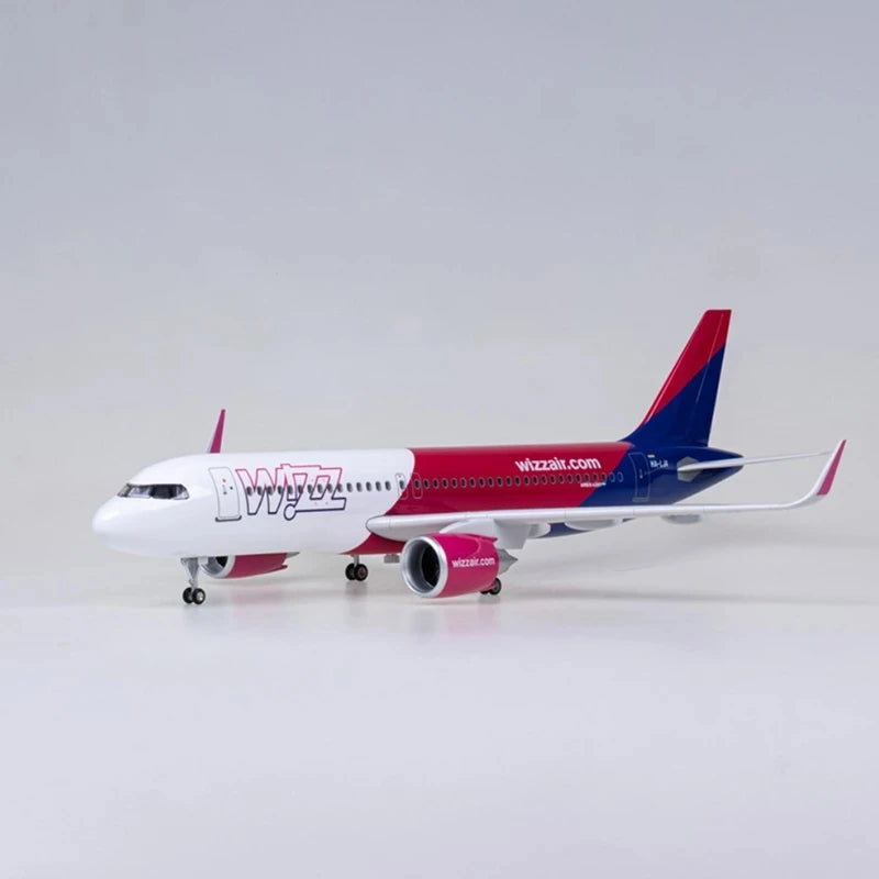 1/80 Scale 47cm Wizz Air Airlines A320 Neo With Lighting And Wheels Die-cast Resin Aircraft Model Collectible Display Item