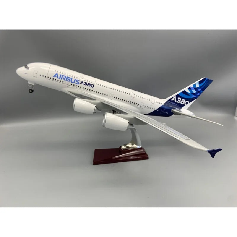 1:160 Scale Model Plane A380 Prototype with Opening Doors LED Lights & Rolling Landing Gear Static Display Souvenir Plane Toy