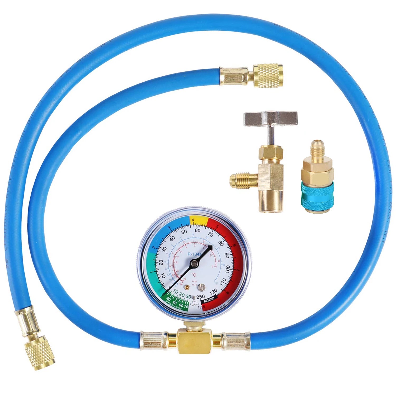 Recharge Kit R134A Recharge Measuring Hose Can Tap Gauge Refrigerant Charging Pipe Air conditioning pipes and connectors