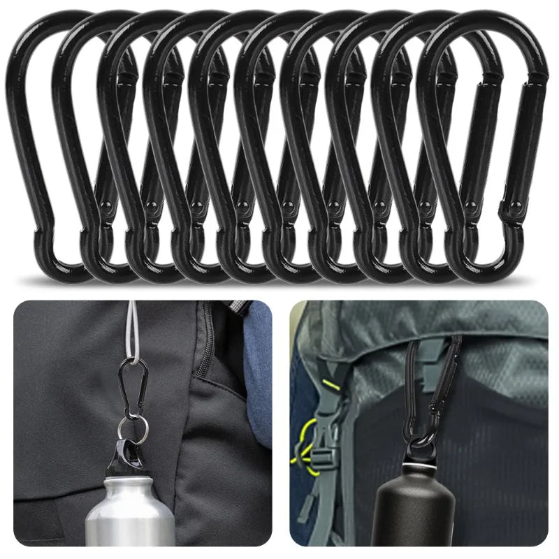 50/10Pcs Mini Carabiner Keychain Alluminum Alloy D Type Buckle Spring Snap Clip Hooks Keychain Carabiner for Keys Camping Tool