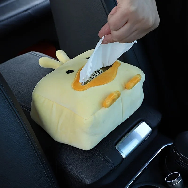 1pc Cute Cartoon Vehicle Tissue Box Plush Creative Multi-Function Car Tissue Box