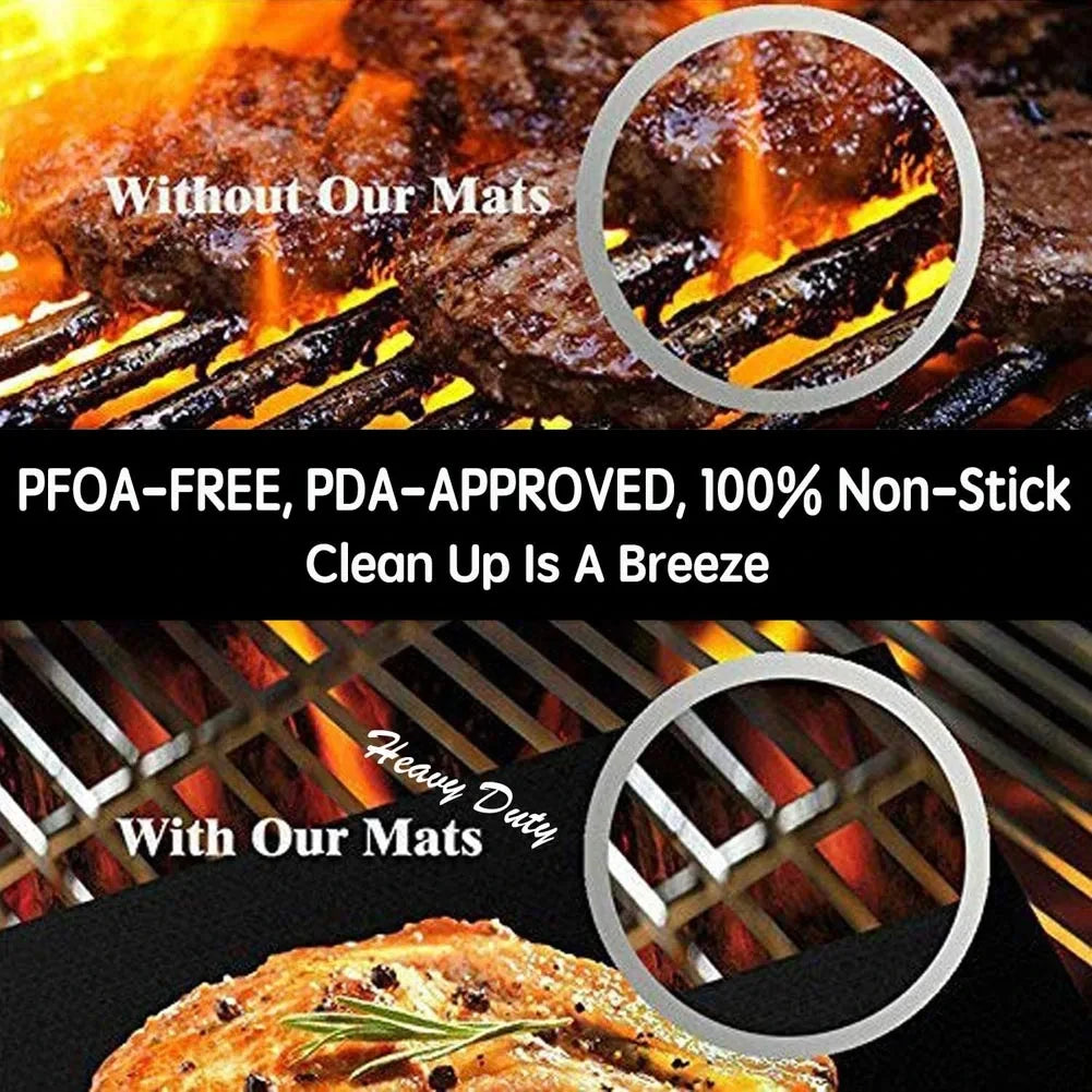BBQ Grill Mat Non-stick Mat Heat Resistant Grill Mat Outdoor Baking Reusable Barbecue Party Mat 40x33cm Grill Accessories