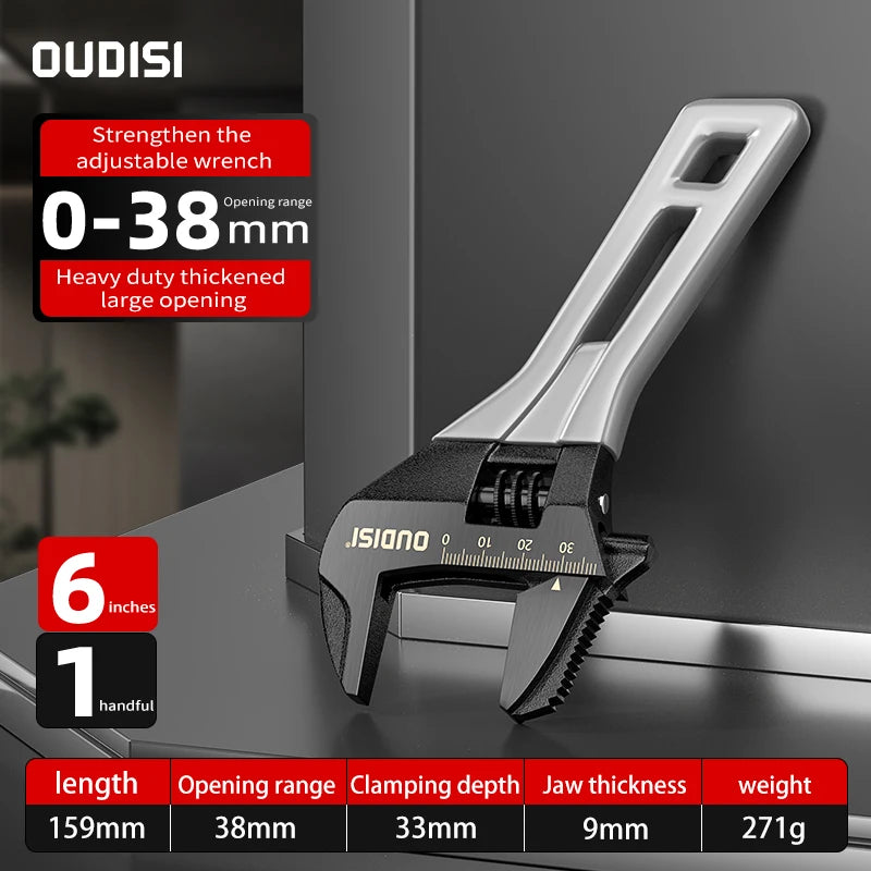 Adjustable Large Open Steel Wrench Universal Mini Spanner Bathroom Multifunctional Household Repair Tools For Bathroom Pipes