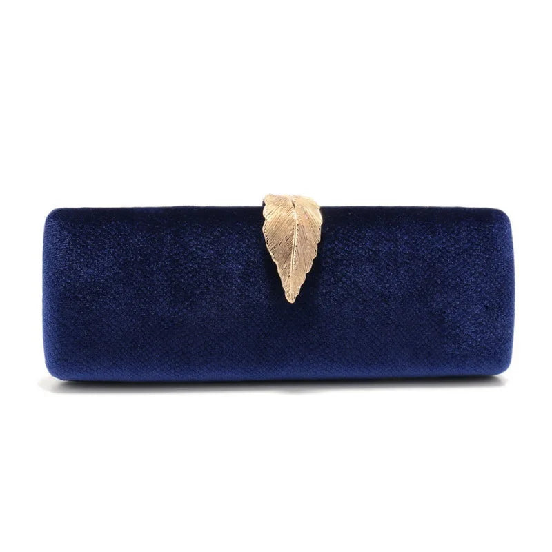 Luxury Design Serpentine Velvet Evening Bag Leaf Clasp Chain Handheld Purse Fashionable Envelope Clutch Bag for Party Wedding
