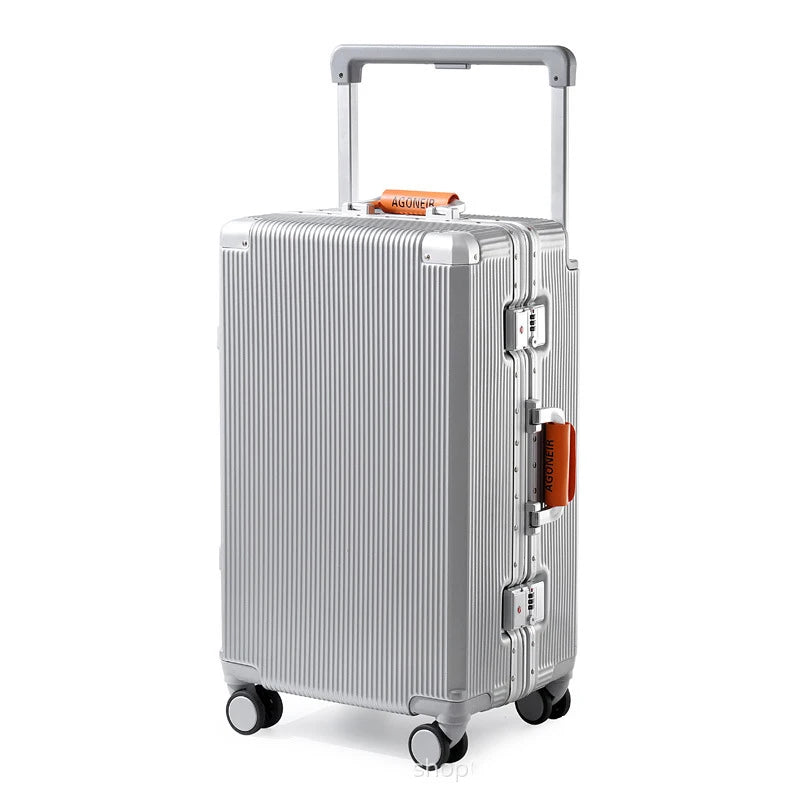 Travel Luggage aluminum frame 20-inch carry-on trolley suitcase 26-inch wide handle men women students 24-inch password luggage
