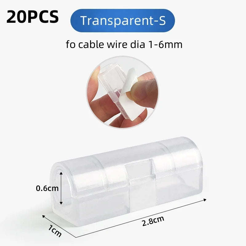 5/20pcs Cable Organizer Clip Snap Drop Wire Holder Cord Management Self-Adhesive Cable Fixed Clamp Office Wiring Accessory