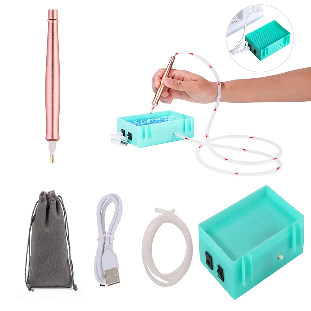 DIY Electric Diamond Art Painting Pen Set Portable Vacuum Diamond Painting Pen Kit USB Powered Diamond Suction Device for Craft