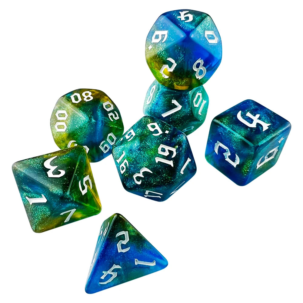 Dice Games TRPG DND Dice Set Most POP Multi Colours Amazing Retro Font Style And Pattern For Souvenirst Entertainment Board Game