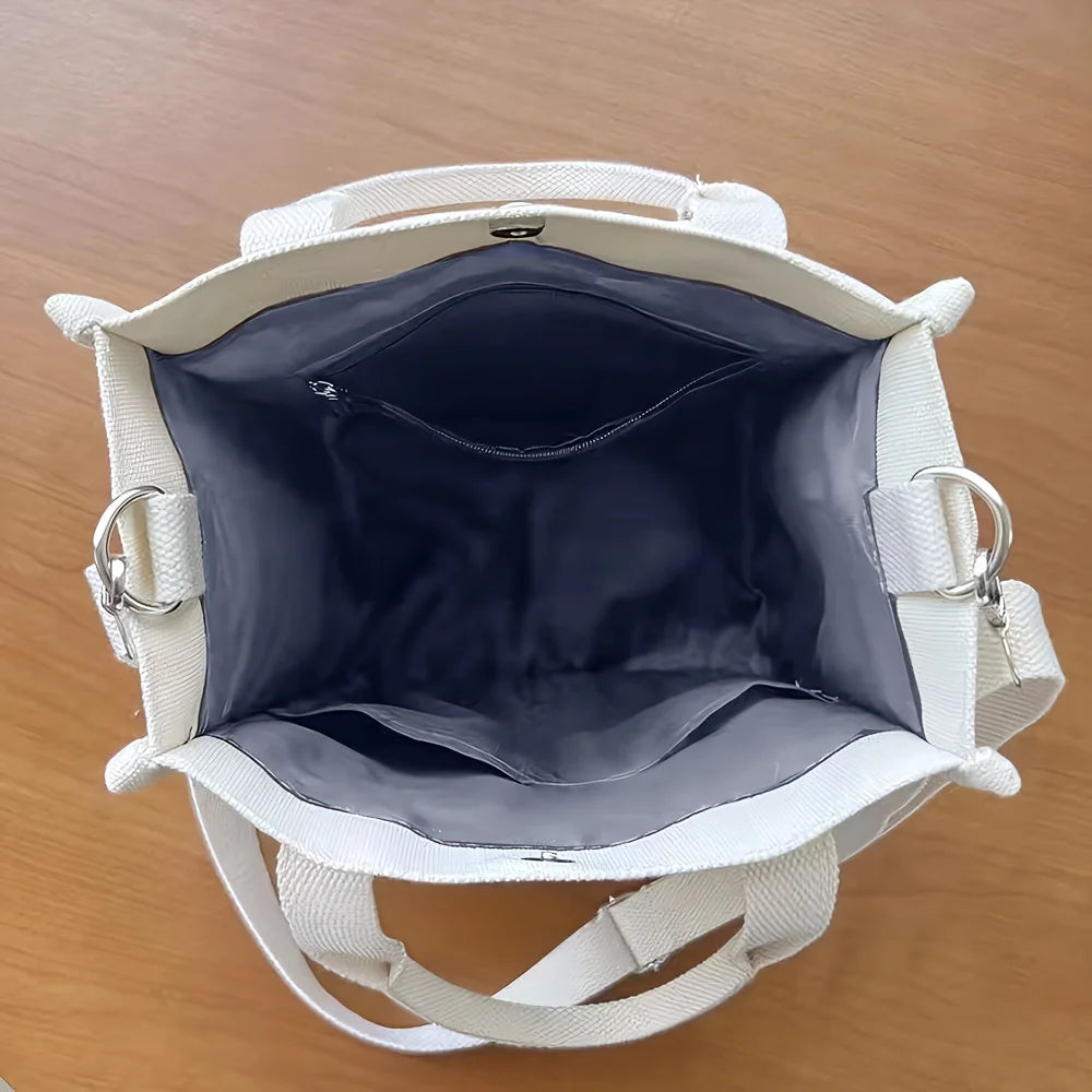 Small Canvas Crossbody Bag with Pockets Cute Women's Shoulder Purse Handbag for Office Work Lunch Bag Eco-Friendly Tote