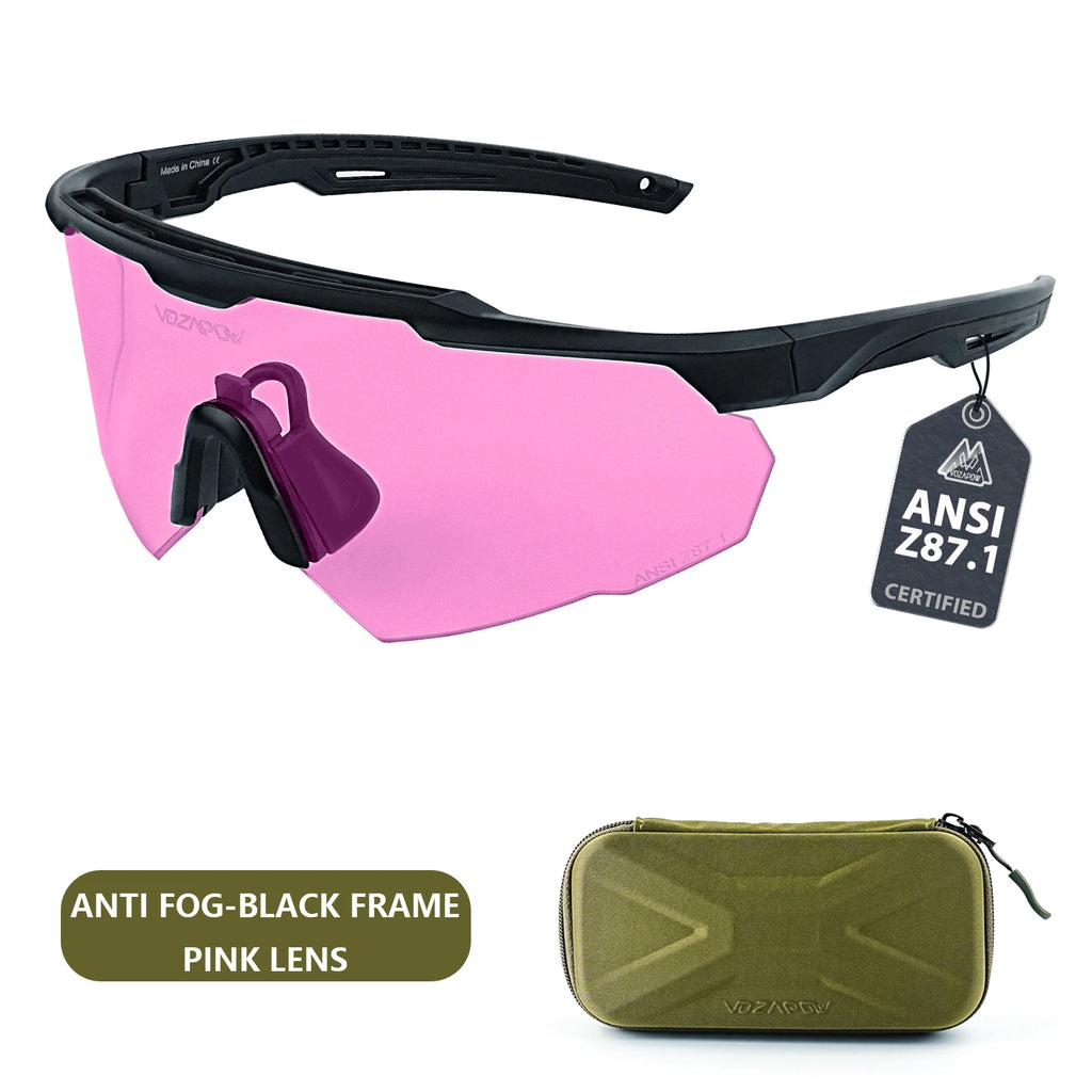 Vozapow Professional Shooting Glasses UV400 ANSI Z87.1 Safe Airsoft Tactical Goggles Anti Fog Mountaineering Fishing Sunglasses