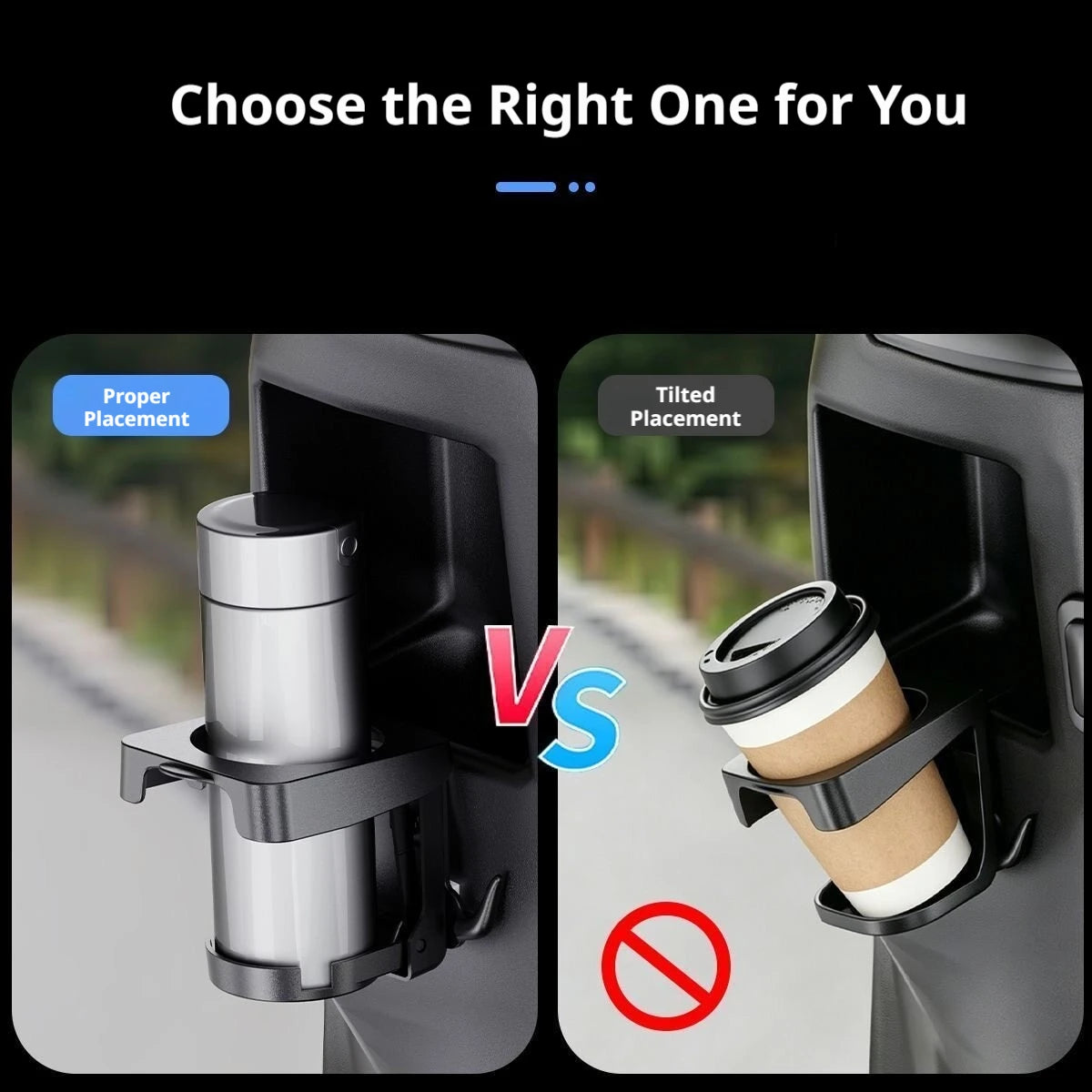 SEAMETAL Universal Foldable Car Cup Holder With Hook Multifunctional Beverage Stand ABS Material Cup Holders For Motorcycle Car