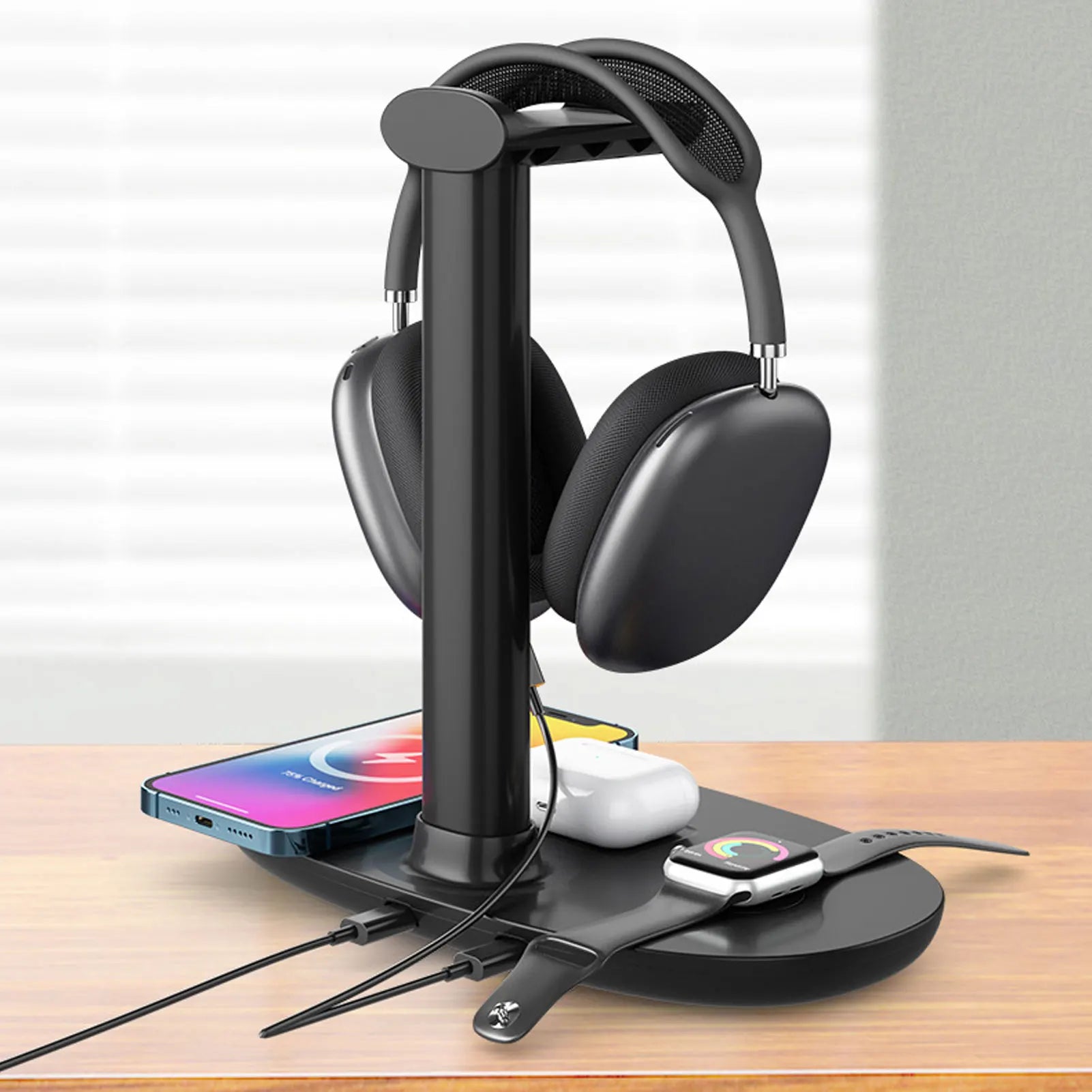 4 in 1 Wireless Charger Headphone Stand Multi Purpose Headset Stand Holder Detachable Desk Gaming Headphones Holders