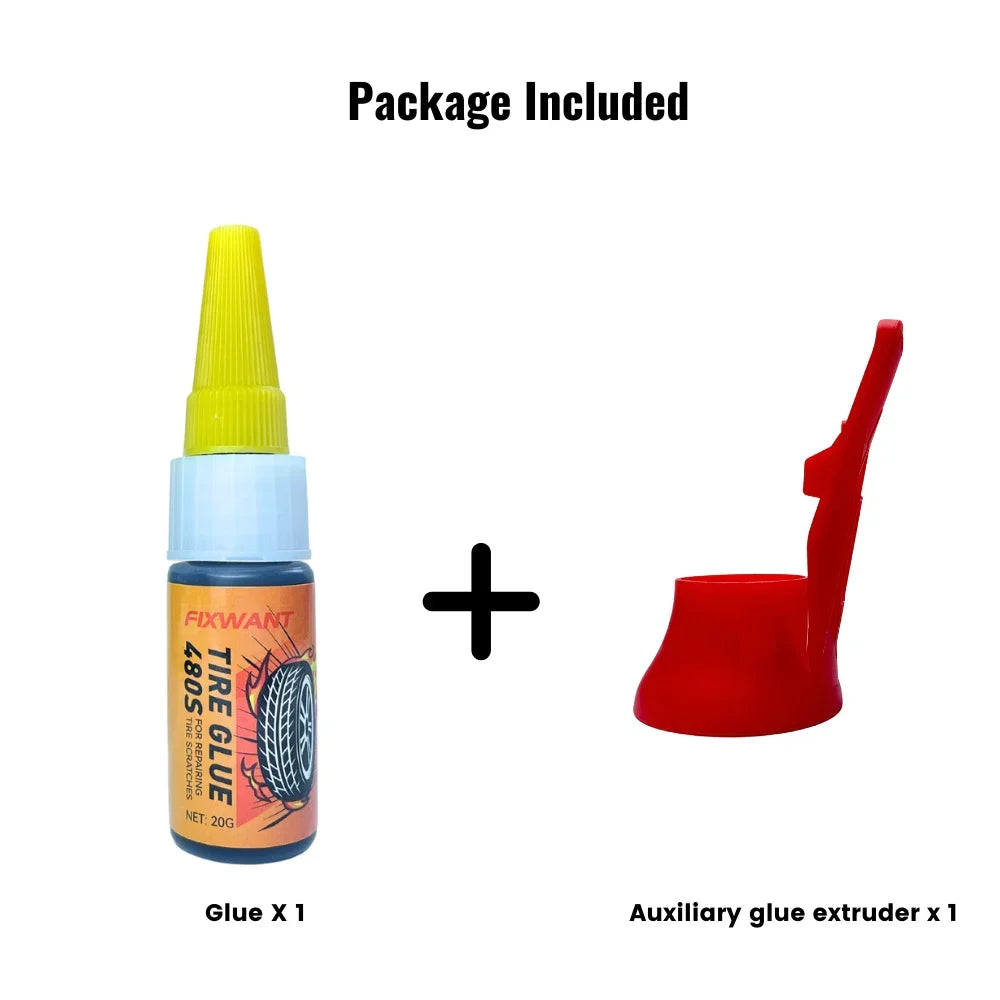 FIXWANT 480S Black Auto Tire Repair Glue Sealer Super Caulk Car Rubber Outer Tire Wall Cracks Lateral Fix 20g