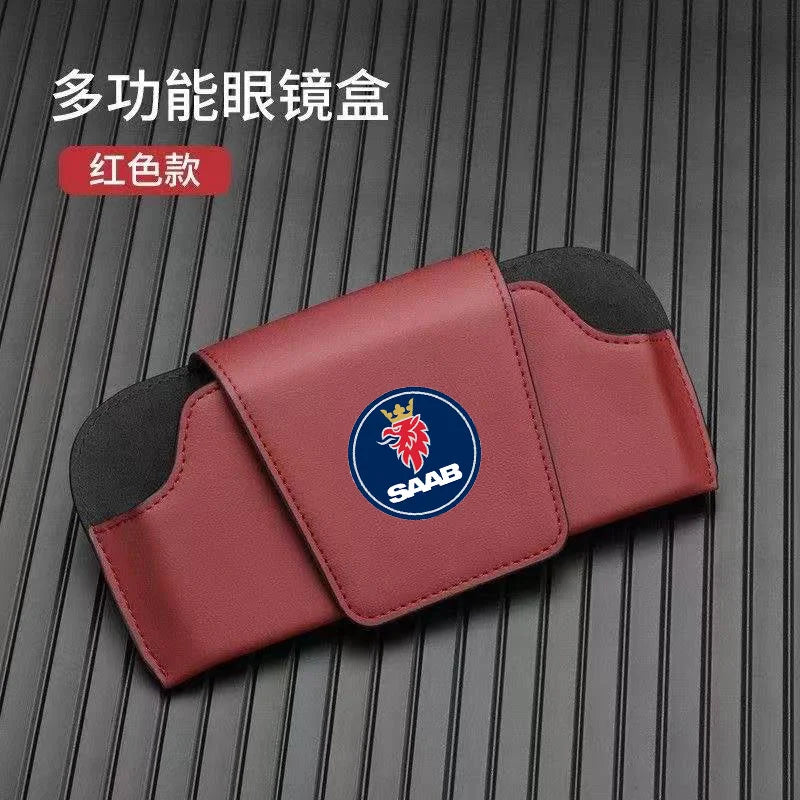 Car Sun Visor Leather Auto Sunglasses Clip Glasses Holder case Storage for SAAB 900 9000 9-3 9-5 99 Turbo 96 9-7X 9-4X
