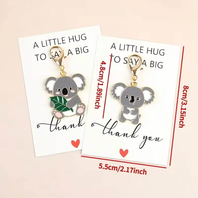 8 Simple and Cute Koala Keychains, Perfect for Giving to Friends Who Love Animals, 2D Flat Keychains; Comes with a Thank You Card—Can Be Hung on a Backpack or Key, Unique and Able to Express a Special Message; Ideal for Eve