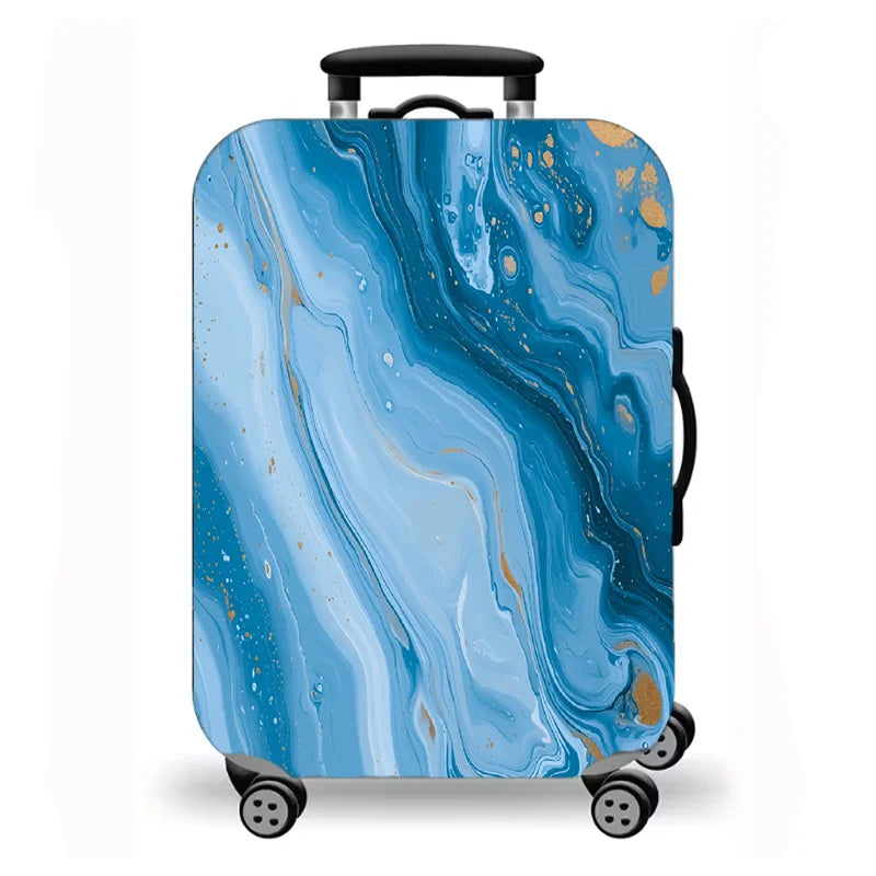 Luggage Cover, Gold Foil Fluid Marble Agate Print Stretch Suitcase Protector, Luxury Neutral Abstract Travel Design