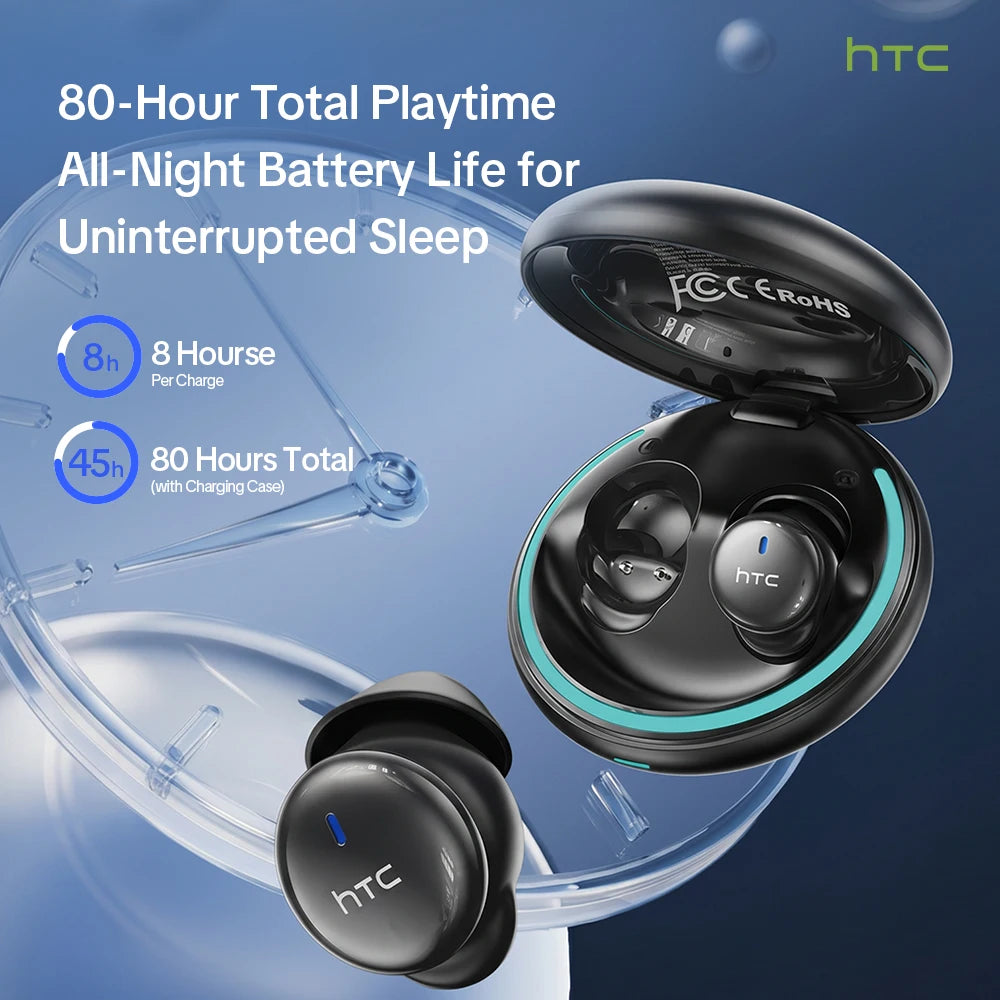 HTC NE92 Sleeping Mini Bluetooth Earphones TWS Wireless Headphones With Mic Noise Reduction Soft In-Ear Earbuds