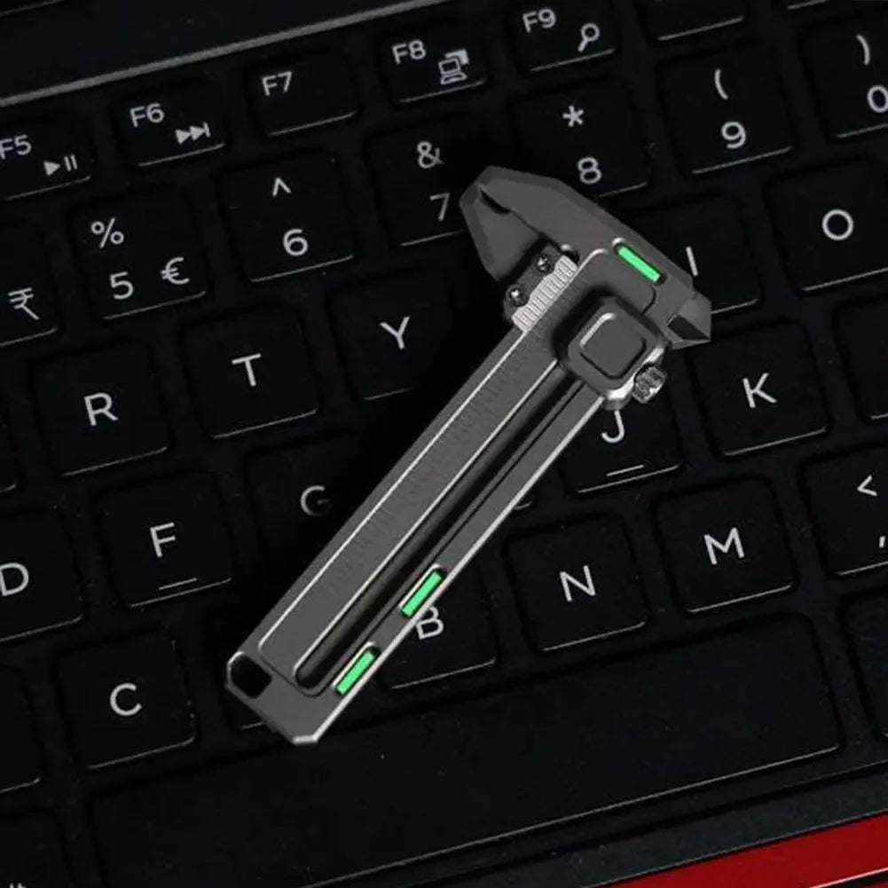 1Pc The Pocket Sized Outdoor EDC Tool Portable Multifunctional Caliper Mini Tool for High-precision Measurement Hanging Keychain