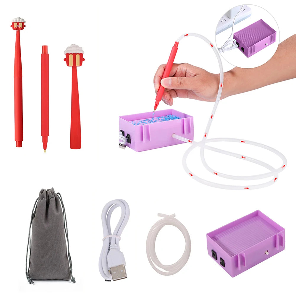 DIY Electric Diamond Art Painting Pen Set Portable Vacuum Diamond Painting Pen Kit USB Powered Diamond Suction Device for Craft